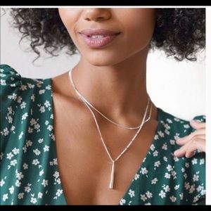 Jenny Bird Leana Pendant Silver Tone 2 Double Strand Chain Necklace Dainty